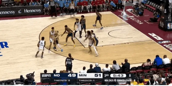 迪林汉姆终于后撤步跳投命中 目前10投2中得到4分4助攻