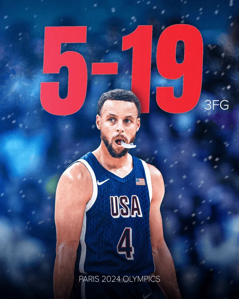 感觉好冷啊!库里小组赛三分球19投5中 欧洲媒体开玩笑说 巴黎魔术还没有出现